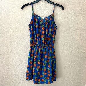 Women’s Mine Pineapple Spaghetti Strap Dress, Blue, Small